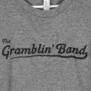 The Gramblin’ Band Gray T-Shirt Men’s Large Bella+Canvas USA Strong Western Bull
